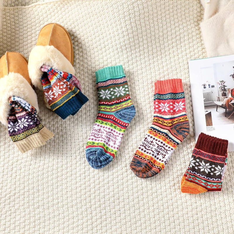 Pleneal Wool Socks for Women - Womens Winter Warm Wool Sock Men Cozy Knit Boots Socks for Women - Image 3